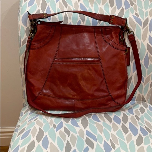 NWOT Fossil Vintage 100% leather burnt Orange bag. - Picture 7 of 11